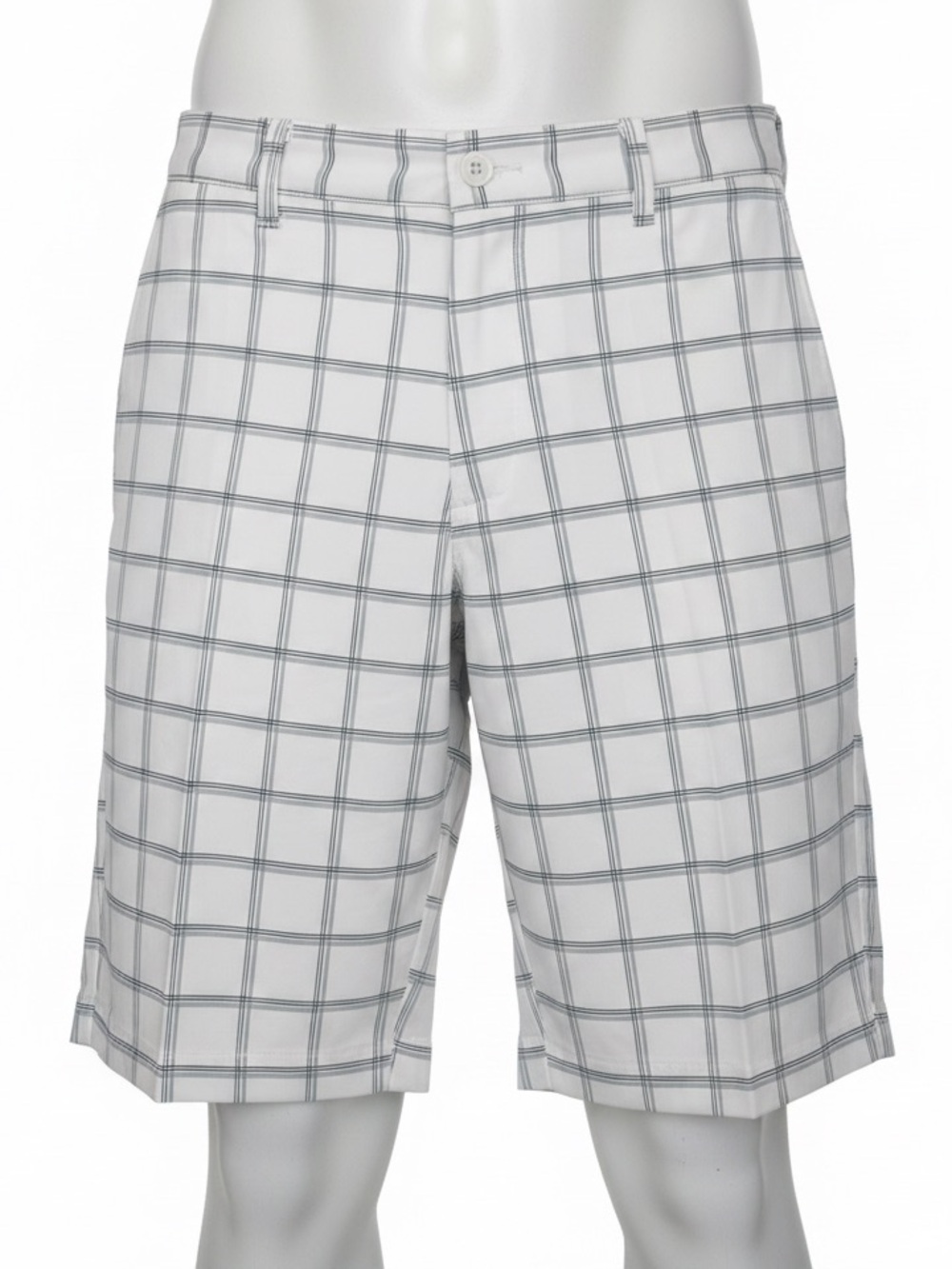 Nike Golf Dri-Fit Plaid Shorts Mens 36 White Gray Performance Stretch